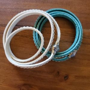 2 Leather Wrap Around Bracelets